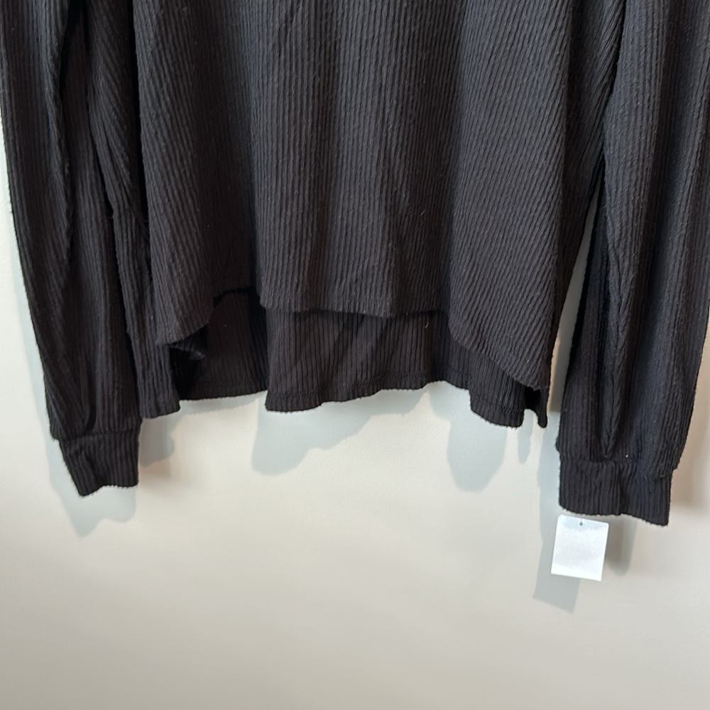 NWT PST by Project Social T Wren Small Rib Knit Soft Hoodie Top Blac Women's L - Picture 5 of 8